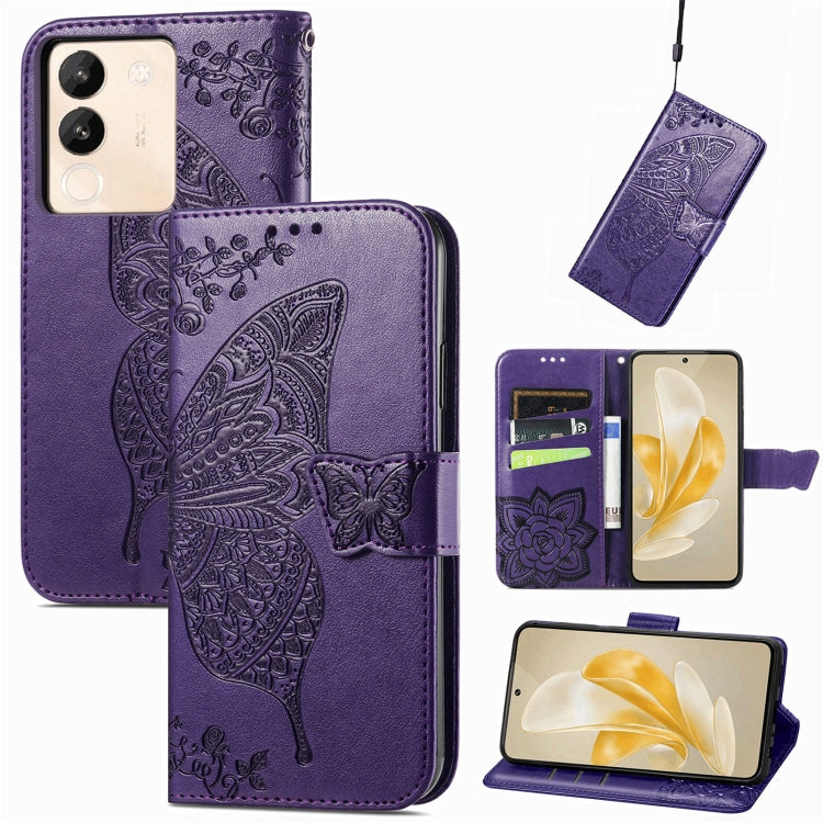For vivo X100 Pro Butterfly Love Flower Embossed Leather Phone Case(Purple) - vivo Cases by imak | Online Shopping South Africa | PMC Jewellery | Buy Now Pay Later Mobicred