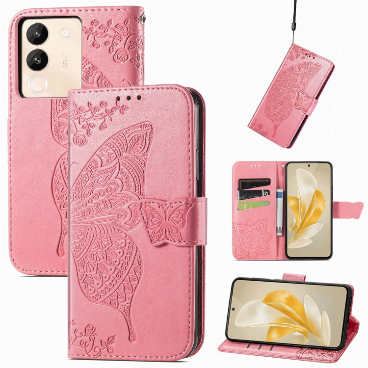 For vivo X100 Butterfly Love Flower Embossed Leather Phone Case(Pink) - vivo Cases by imak | Online Shopping South Africa | PMC Jewellery | Buy Now Pay Later Mobicred