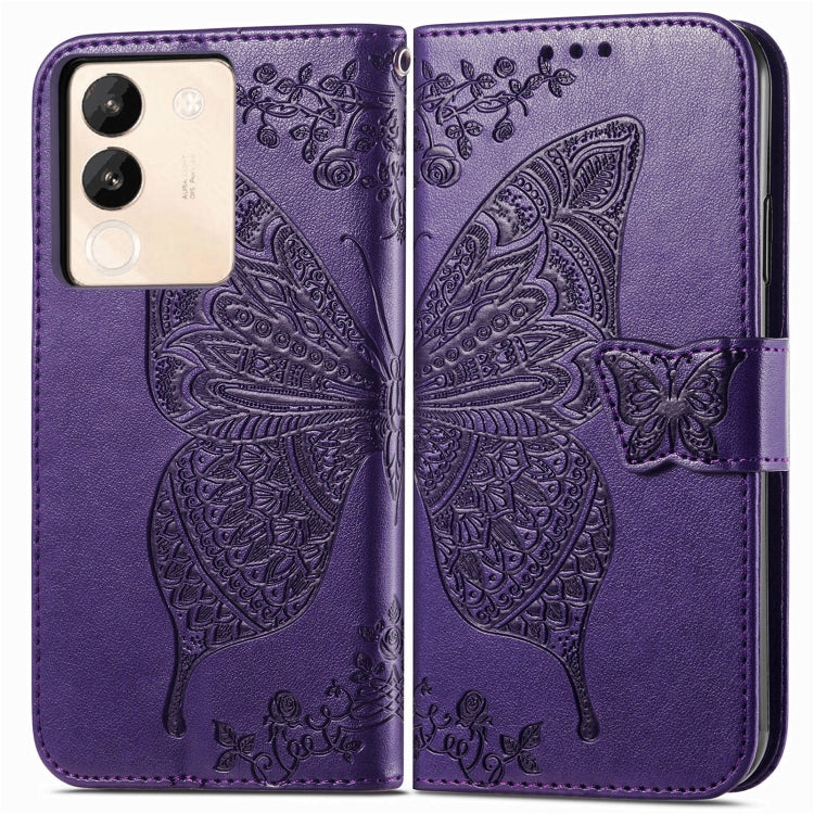 For vivo X100 Butterfly Love Flower Embossed Leather Phone Case(Purple) - vivo Cases by imak | Online Shopping South Africa | PMC Jewellery | Buy Now Pay Later Mobicred