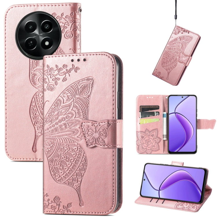 For Realme 12 Butterfly Love Flower Embossed Leather Phone Case(Rose Gold) - Realme Cases by PMC TechLife | Online Shopping South Africa | PMC TechLife | Buy Now Pay Later Mobicred