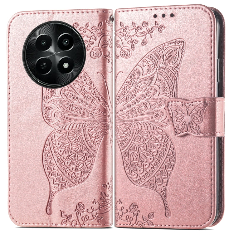 For Realme 12 Butterfly Love Flower Embossed Leather Phone Case(Rose Gold) - Realme Cases by PMC TechLife | Online Shopping South Africa | PMC TechLife | Buy Now Pay Later Mobicred
