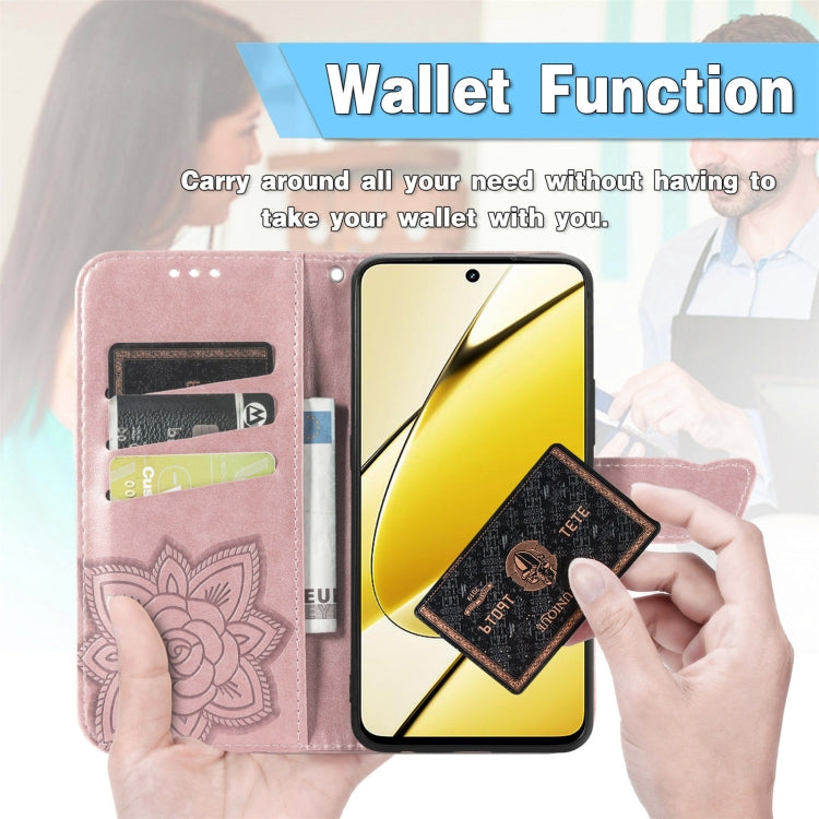 For Realme 12 Butterfly Love Flower Embossed Leather Phone Case(Rose Gold) - Realme Cases by PMC TechLife | Online Shopping South Africa | PMC TechLife | Buy Now Pay Later Mobicred