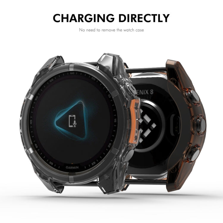 For Garmin Fenix 8 AMOLED / MIP 47mm ENKAY Hat-Prince Transparent TPU Frame Drop Protection Case(Orange) - free shipping - PMc TechLife - Order now!