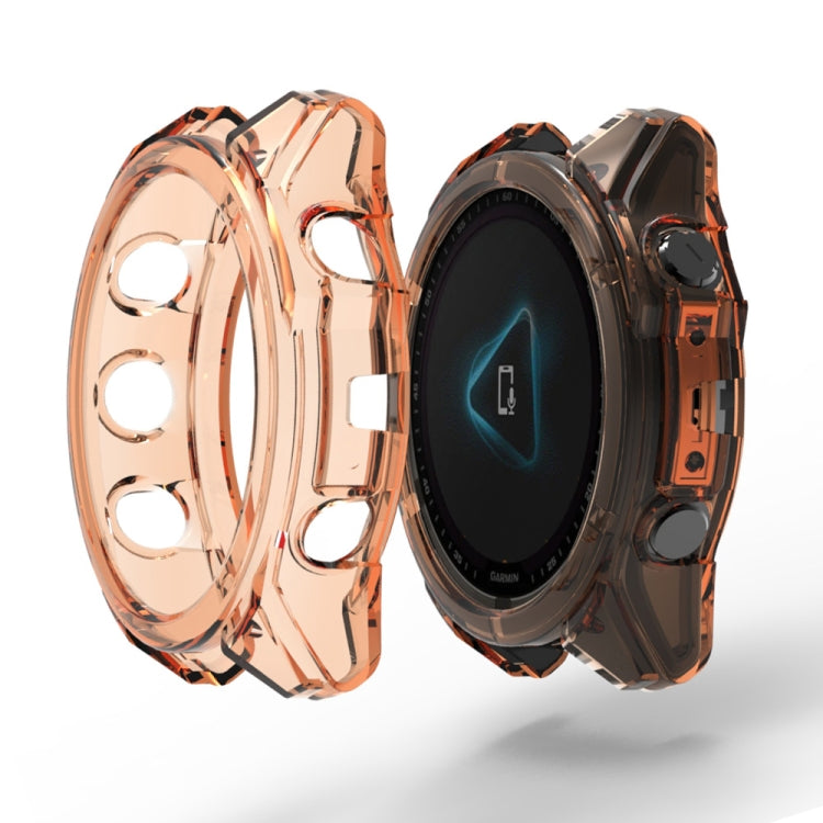 For Garmin Fenix 8 AMOLED / MIP 51mm ENKAY Hat-Prince Transparent TPU Frame Drop Protection Case(Orange) - free shipping - PMc TechLife - Order now!