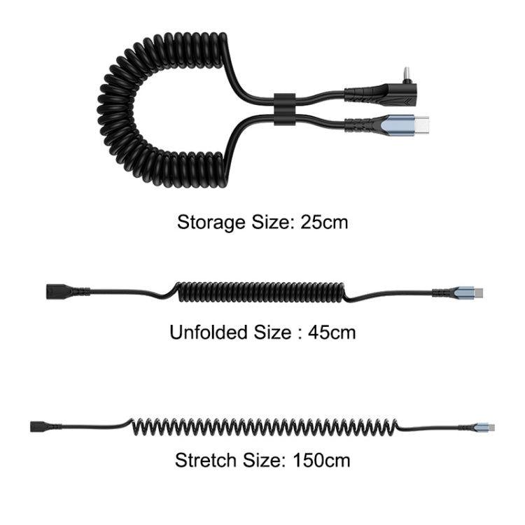 ENKAY PD 27W Type-C to 8 Pin 3A Elbow Expansion Spring Coiled Fast Chrging Data Cable, Length: 1.5m - free shipping - PMC Jewellery - Order now!