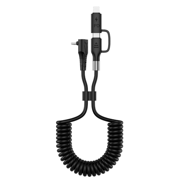 ENKAY Type-C to Type-C / 8 Pin 3A Elbow Expansion Spring Coiled Fast Chrging Data Cable, Length: 1.5m - free shipping - PMC Jewellery - Order now!