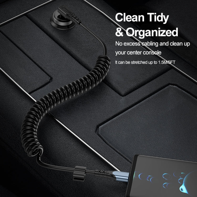 ENKAY Type-C to Type-C / 8 Pin 3A Elbow Expansion Spring Coiled Fast Chrging Data Cable, Length: 1.5m - free shipping - PMC Jewellery - Order now!