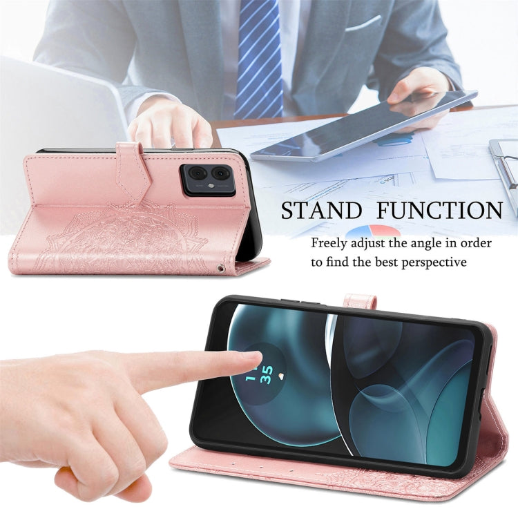 For Motorola Moto G Play 2024 Mandala Flower Embossed Leather Phone Case(Purple) - Motorola Cases by PMC Jewellery | Online Shopping South Africa | PMC Jewellery | Buy Now Pay Later Mobicred