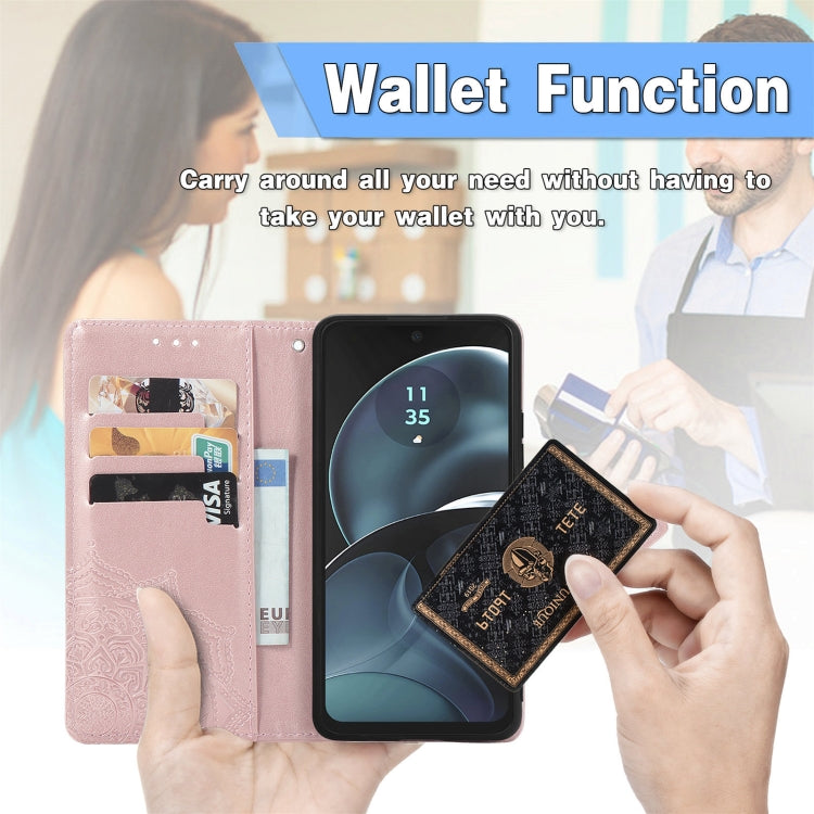 For Motorola Moto G Play 2024 Mandala Flower Embossed Leather Phone Case(Purple) - Motorola Cases by PMC Jewellery | Online Shopping South Africa | PMC Jewellery | Buy Now Pay Later Mobicred