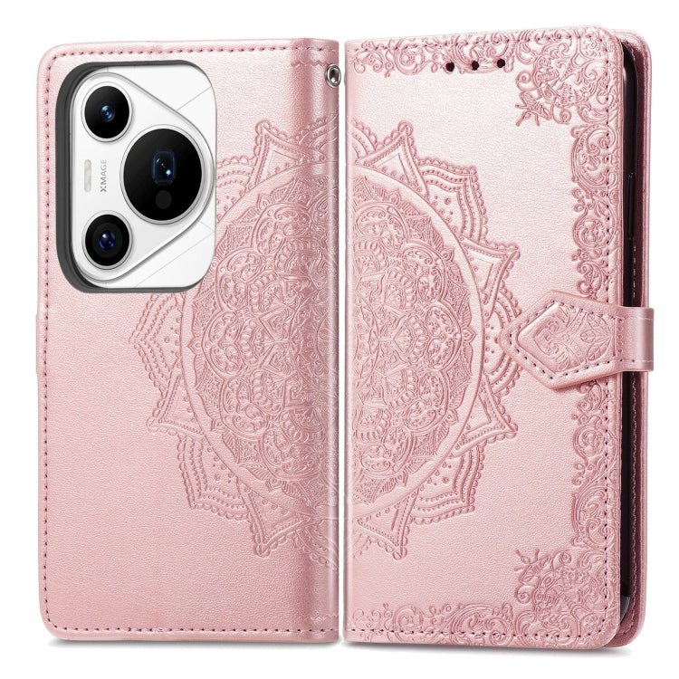 For Huawei Pura 70 Mandala Flower Embossed Leather Phone Case(Rose Gold) - Huawei Cases by PMC Jewellery | Online Shopping South Africa | PMC Jewellery | Buy Now Pay Later Mobicred