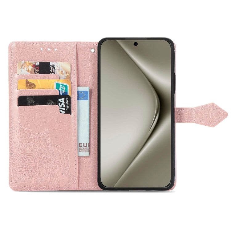 For Huawei Pura 70 Pro Mandala Flower Embossed Leather Phone Case(Rose Gold) - Huawei Cases by PMC Jewellery | Online Shopping South Africa | PMC Jewellery | Buy Now Pay Later Mobicred
