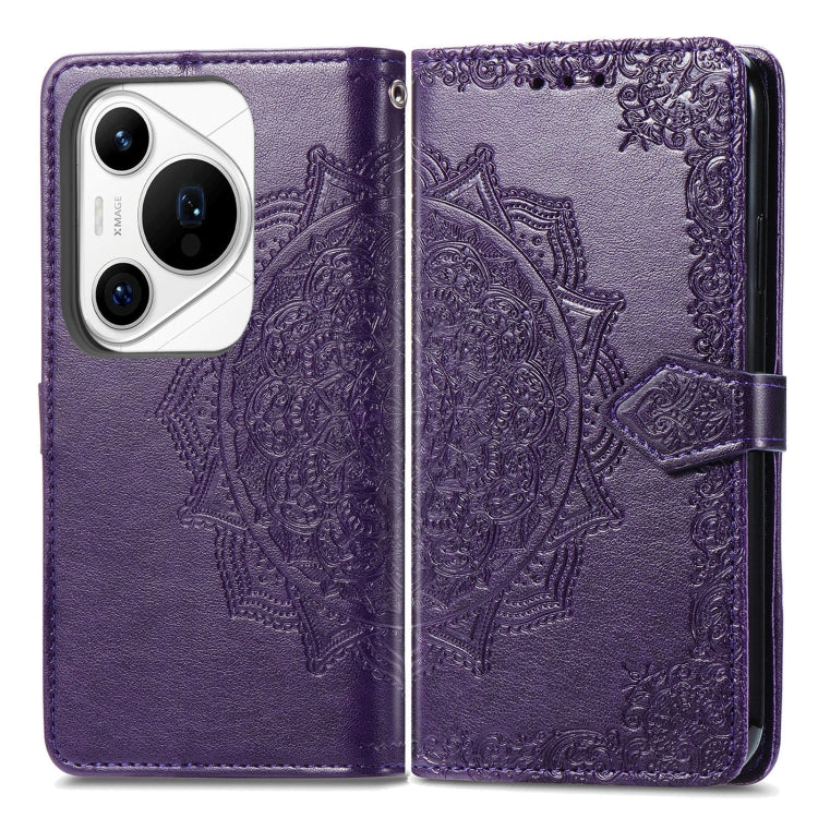 For Huawei Pura 70 Pro Mandala Flower Embossed Leather Phone Case(Purple) - Huawei Cases by PMC Jewellery | Online Shopping South Africa | PMC Jewellery | Buy Now Pay Later Mobicred