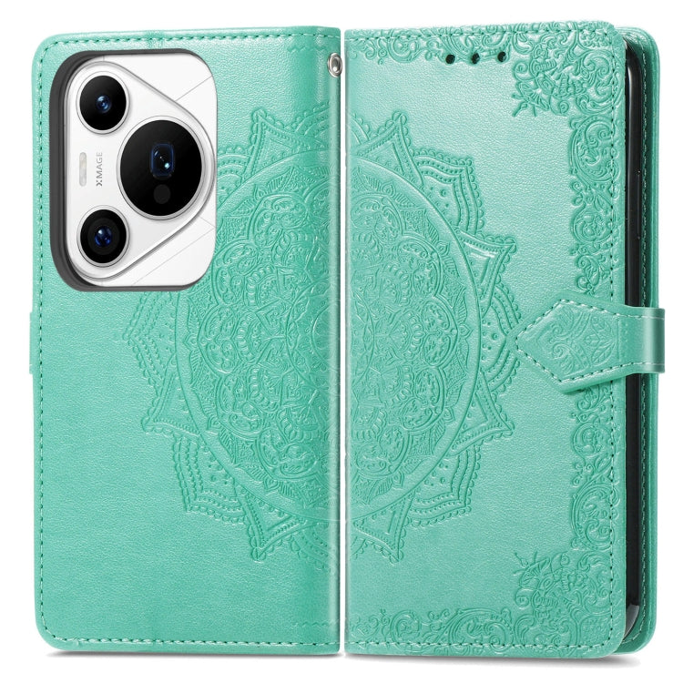 For Huawei Pura 70 Pro Mandala Flower Embossed Leather Phone Case(Green) - Huawei Cases by PMC Jewellery | Online Shopping South Africa | PMC Jewellery | Buy Now Pay Later Mobicred