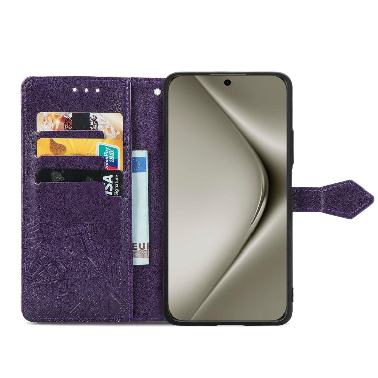 For Huawei Pura 70 Pro+ Mandala Flower Embossed Leather Phone Case(Purple) - Huawei Cases by PMC Jewellery | Online Shopping South Africa | PMC Jewellery | Buy Now Pay Later Mobicred