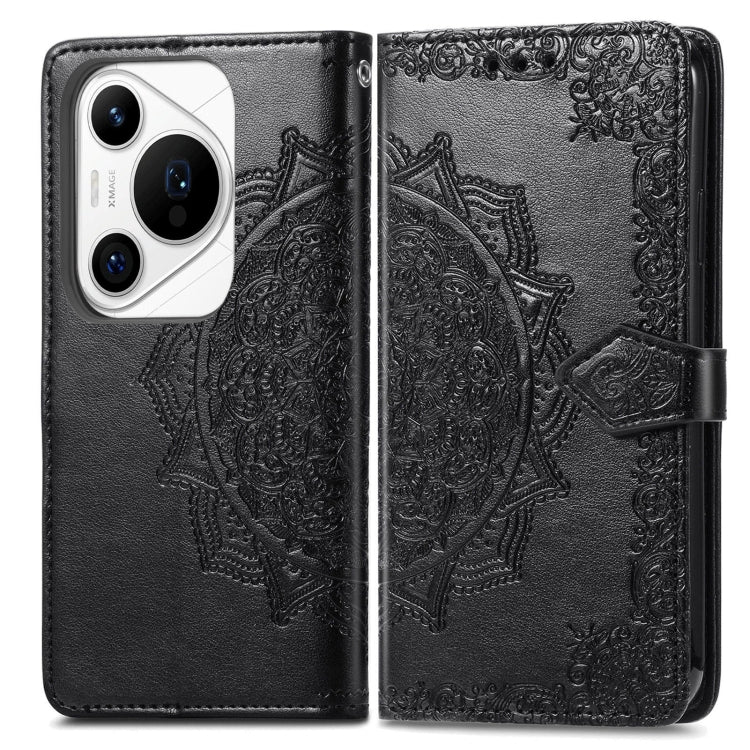 For Huawei Pura 70 Pro+ Mandala Flower Embossed Leather Phone Case(Black) - Huawei Cases by PMC Jewellery | Online Shopping South Africa | PMC Jewellery | Buy Now Pay Later Mobicred