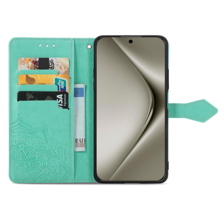 For Huawei Pura 70 Pro+ Mandala Flower Embossed Leather Phone Case(Green) - Huawei Cases by PMC Jewellery | Online Shopping South Africa | PMC Jewellery | Buy Now Pay Later Mobicred