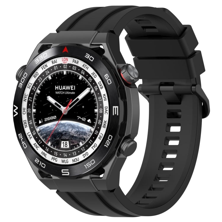 For Huawei Watch Ultimate Long & Short Sports Solid Color Silicone Watch Band Set(Black) - Watch Bands by PMC TechLife | Online Shopping South Africa | PMC TechLife