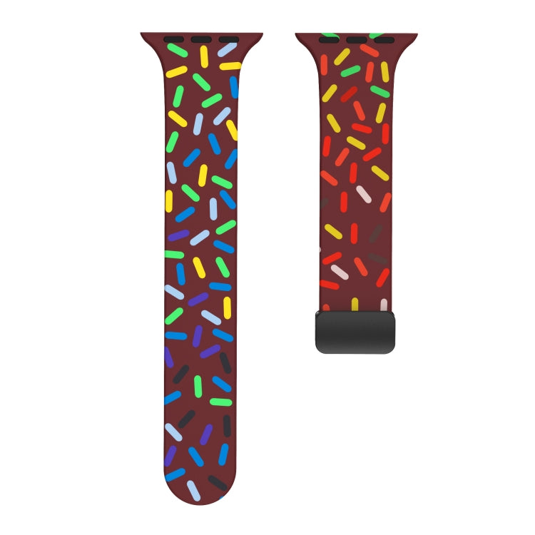 For Apple Watch SE 44mm Rainbow Dots Silicone Magnetic Black Buckle Watch Band(Wine) - Watch Bands by PMC TechLife | Online Shopping South Africa | PMC TechLife