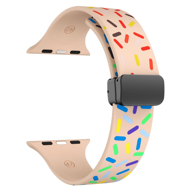 For Apple Watch 4 40mm Rainbow Dots Silicone Magnetic Black Buckle Watch Band(Pink) - Watch Bands by PMC TechLife | Online Shopping South Africa | PMC TechLife