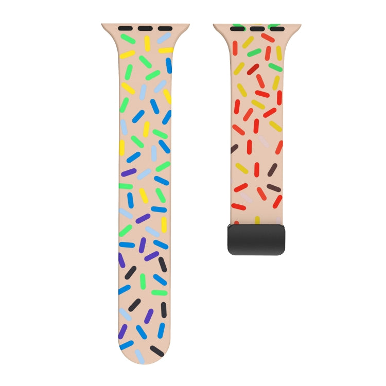 For Apple Watch 4 40mm Rainbow Dots Silicone Magnetic Black Buckle Watch Band(Pink) - Watch Bands by PMC TechLife | Online Shopping South Africa | PMC TechLife