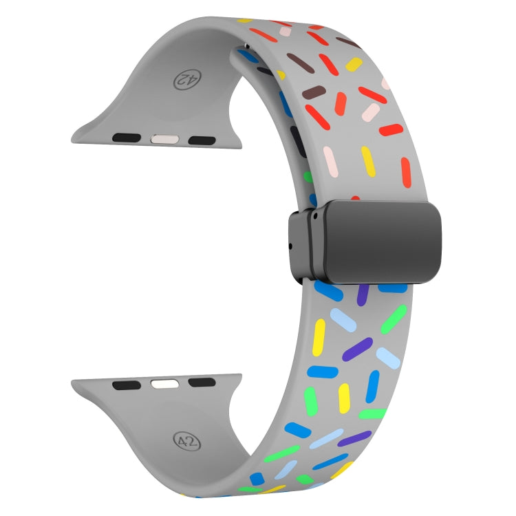 For Apple Watch 3 38mm Rainbow Dots Silicone Magnetic Black Buckle Watch Band(Gray) - Watch Bands by PMC TechLife | Online Shopping South Africa | PMC TechLife