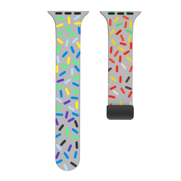 For Apple Watch 3 38mm Rainbow Dots Silicone Magnetic Black Buckle Watch Band(Gray) - Watch Bands by PMC TechLife | Online Shopping South Africa | PMC TechLife