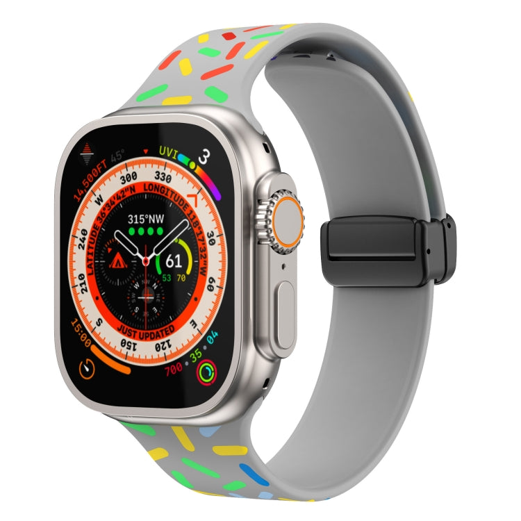 For Apple Watch 3 42mm Rainbow Dots Silicone Magnetic Black Buckle Watch Band(Gray) - Watch Bands by PMC TechLife | Online Shopping South Africa | PMC TechLife