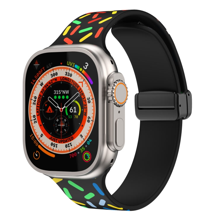 For Apple Watch 2 38mm Rainbow Dots Silicone Magnetic Black Buckle Watch Band(Black) - Watch Bands by PMC TechLife | Online Shopping South Africa | PMC TechLife