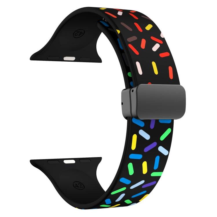 For Apple Watch 2 38mm Rainbow Dots Silicone Magnetic Black Buckle Watch Band(Black) - Watch Bands by PMC TechLife | Online Shopping South Africa | PMC TechLife