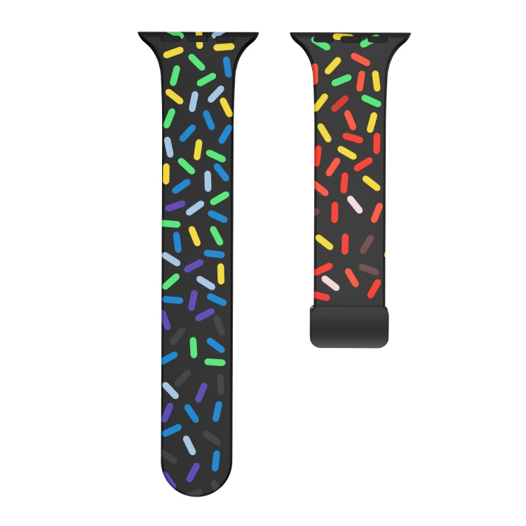 For Apple Watch 2 38mm Rainbow Dots Silicone Magnetic Black Buckle Watch Band(Black) - Watch Bands by PMC TechLife | Online Shopping South Africa | PMC TechLife