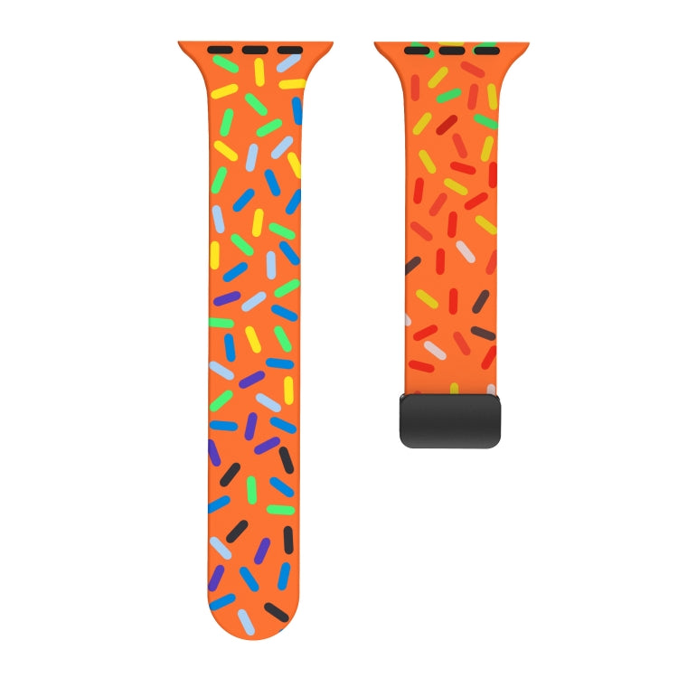 For Apple Watch 42mm Rainbow Dots Silicone Magnetic Black Buckle Watch Band(Orange) - Watch Bands by PMC TechLife | Online Shopping South Africa | PMC TechLife