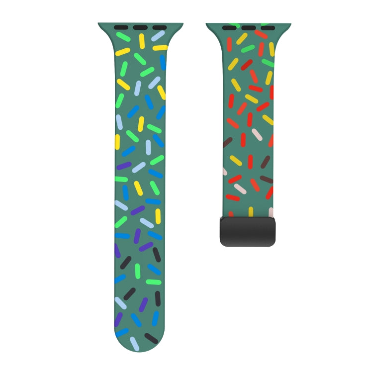 For Apple Watch 38mm Rainbow Dots Silicone Magnetic Black Buckle Watch Band(Green) - Watch Bands by PMC TechLife | Online Shopping South Africa | PMC TechLife