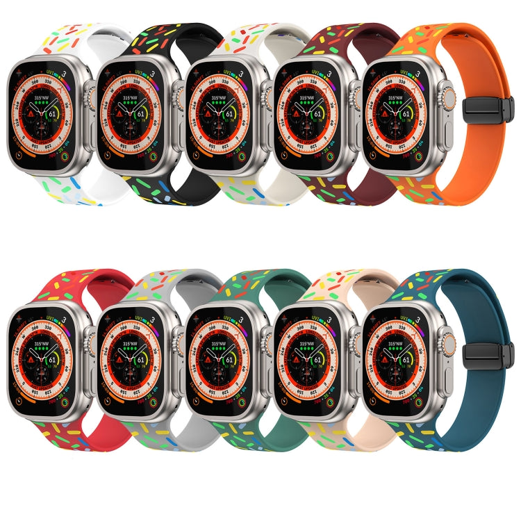 For Apple Watch 5 44mm Rainbow Dots Silicone Magnetic Black Buckle Watch Band(Orange) - Watch Bands by PMC TechLife | Online Shopping South Africa | PMC TechLife