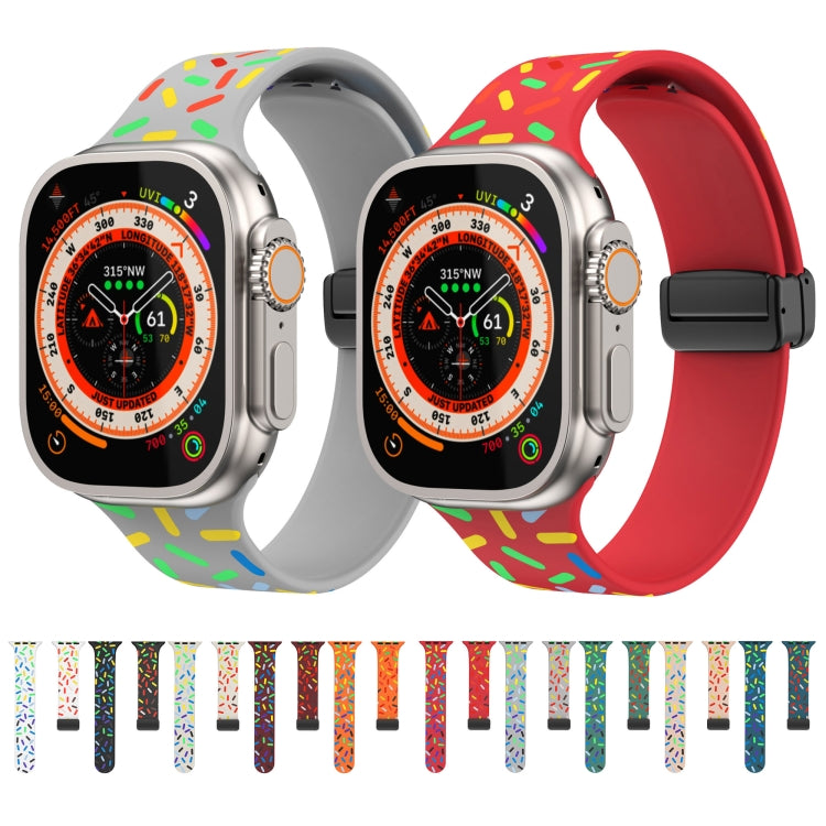 For Apple Watch 42mm Rainbow Dots Silicone Magnetic Black Buckle Watch Band(Orange) - Watch Bands by PMC TechLife | Online Shopping South Africa | PMC TechLife