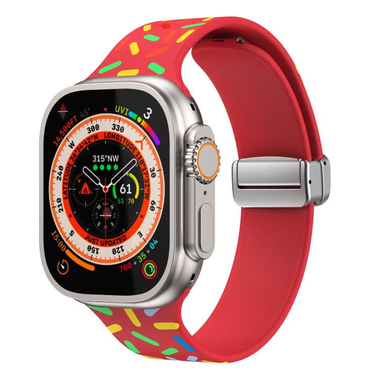 For Apple Watch Ultra 49mm Rainbow Dots Silicone Magnetic Buckle Watch Band(Red) - Watch Bands by PMC TechLife | Online Shopping South Africa | PMC TechLife