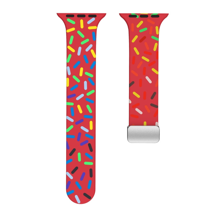 For Apple Watch Ultra 49mm Rainbow Dots Silicone Magnetic Buckle Watch Band(Red) - Watch Bands by PMC TechLife | Online Shopping South Africa | PMC TechLife