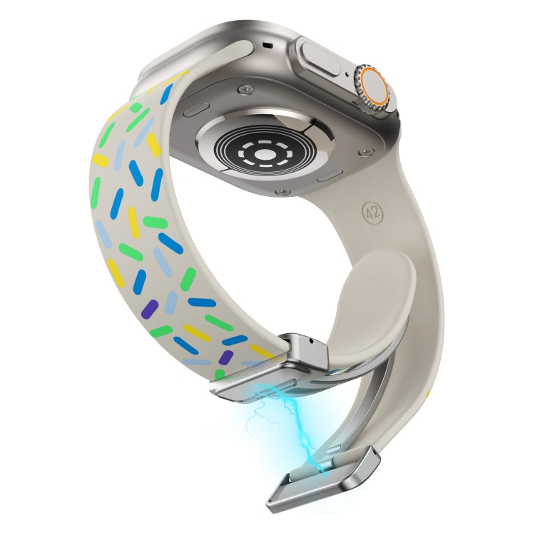 For Apple Watch Ultra 49mm Rainbow Dots Silicone Magnetic Buckle Watch Band(Starlight Color) - Watch Bands by PMC TechLife | Online Shopping South Africa | PMC TechLife