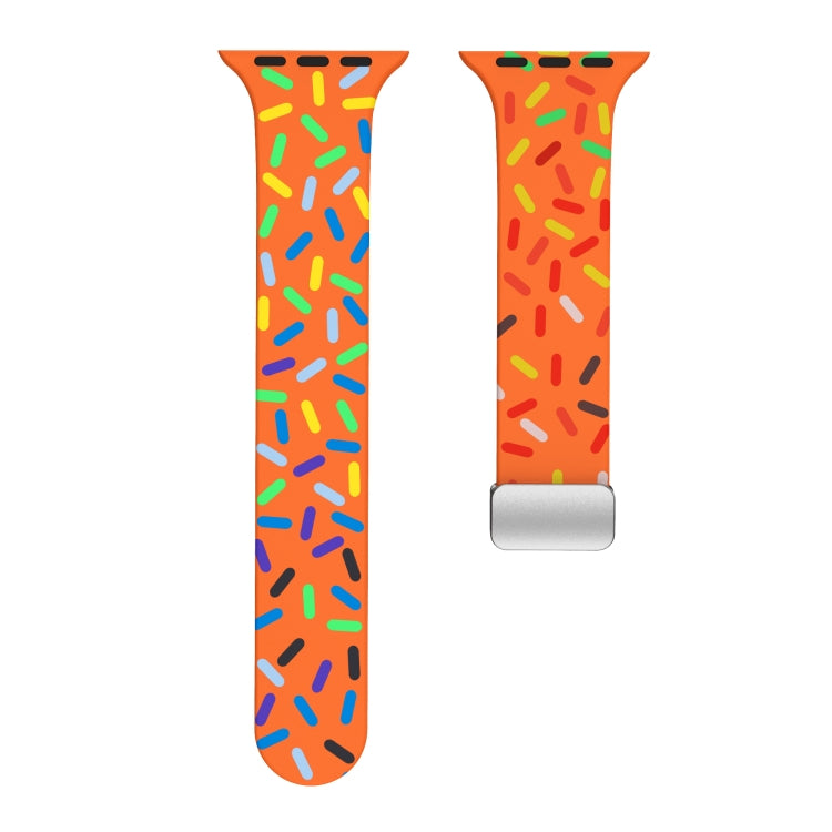 For Apple Watch SE 2022 44mm Rainbow Dots Silicone Magnetic Buckle Watch Band(Orange) - Watch Bands by PMC TechLife | Online Shopping South Africa | PMC TechLife