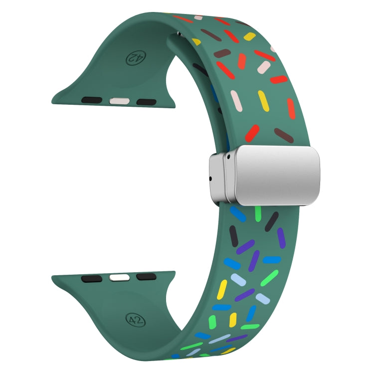 For Apple Watch SE 2022 44mm Rainbow Dots Silicone Magnetic Buckle Watch Band(Green) - Watch Bands by PMC TechLife | Online Shopping South Africa | PMC TechLife