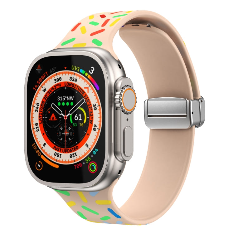For Apple Watch 7 41mm Rainbow Dots Silicone Magnetic Buckle Watch Band(Pink) - Watch Bands by PMC TechLife | Online Shopping South Africa | PMC TechLife