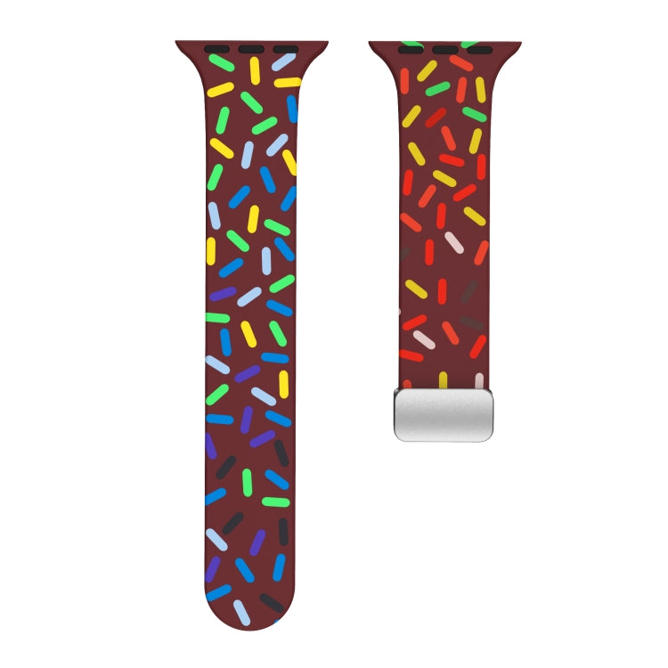 For Apple Watch 7 41mm Rainbow Dots Silicone Magnetic Buckle Watch Band(Wine) - Watch Bands by PMC TechLife | Online Shopping South Africa | PMC TechLife