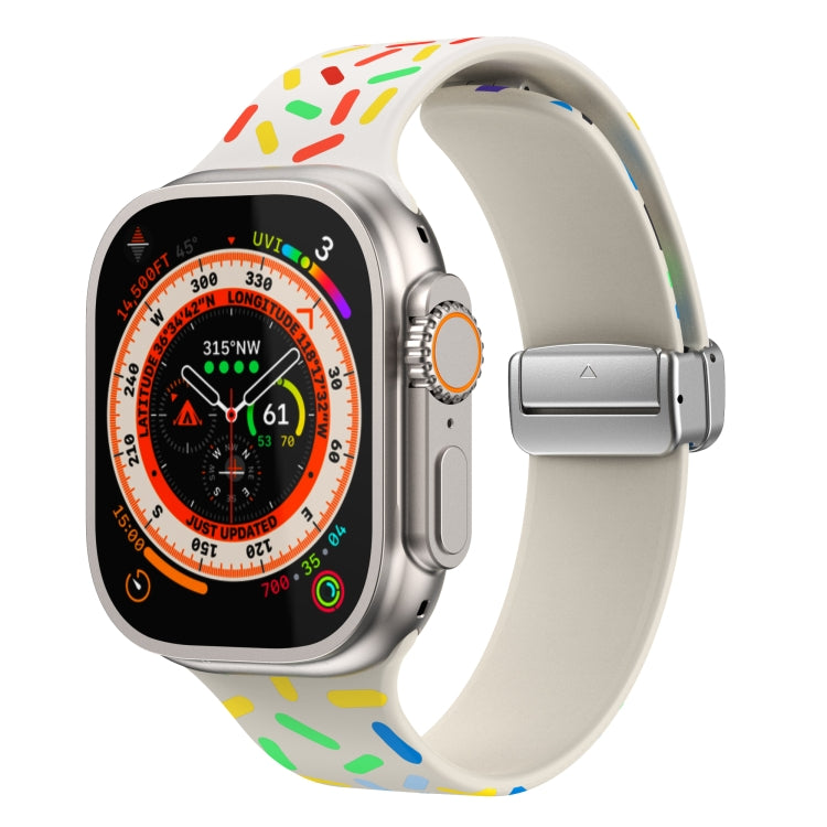For Apple Watch SE 40mm Rainbow Dots Silicone Magnetic Buckle Watch Band(Starlight Color) - Watch Bands by PMC TechLife | Online Shopping South Africa | PMC TechLife