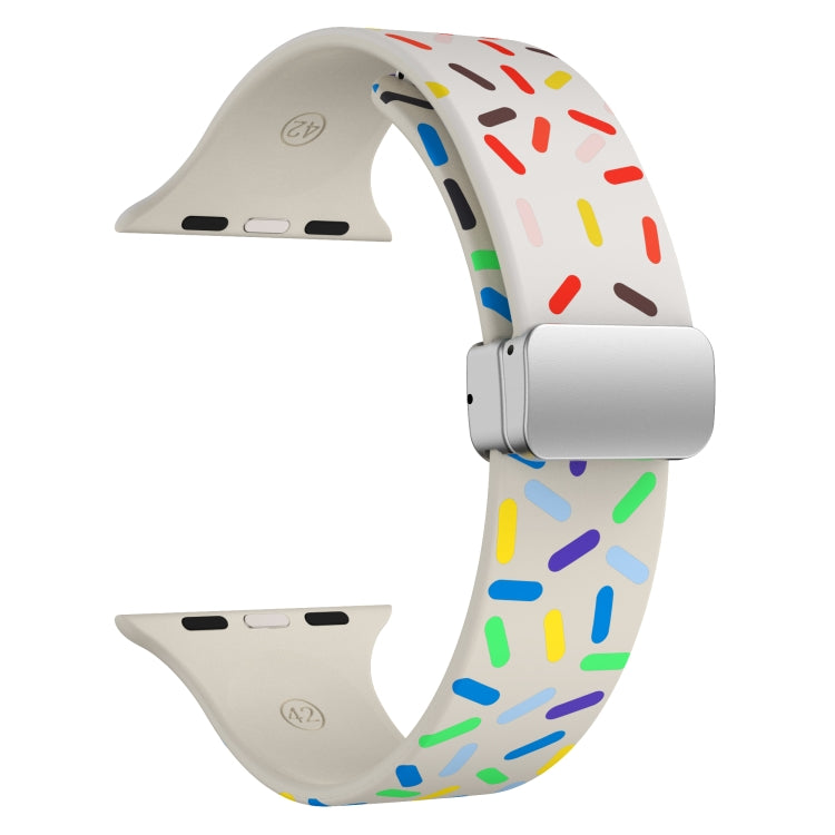 For Apple Watch SE 40mm Rainbow Dots Silicone Magnetic Buckle Watch Band(Starlight Color) - Watch Bands by PMC TechLife | Online Shopping South Africa | PMC TechLife