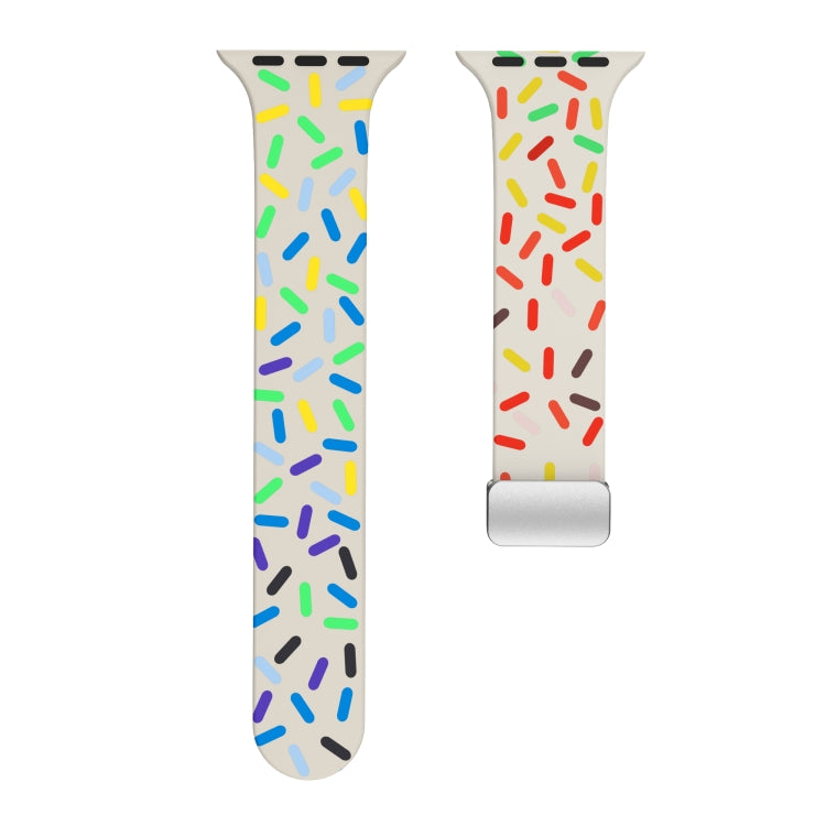 For Apple Watch SE 40mm Rainbow Dots Silicone Magnetic Buckle Watch Band(Starlight Color) - Watch Bands by PMC TechLife | Online Shopping South Africa | PMC TechLife