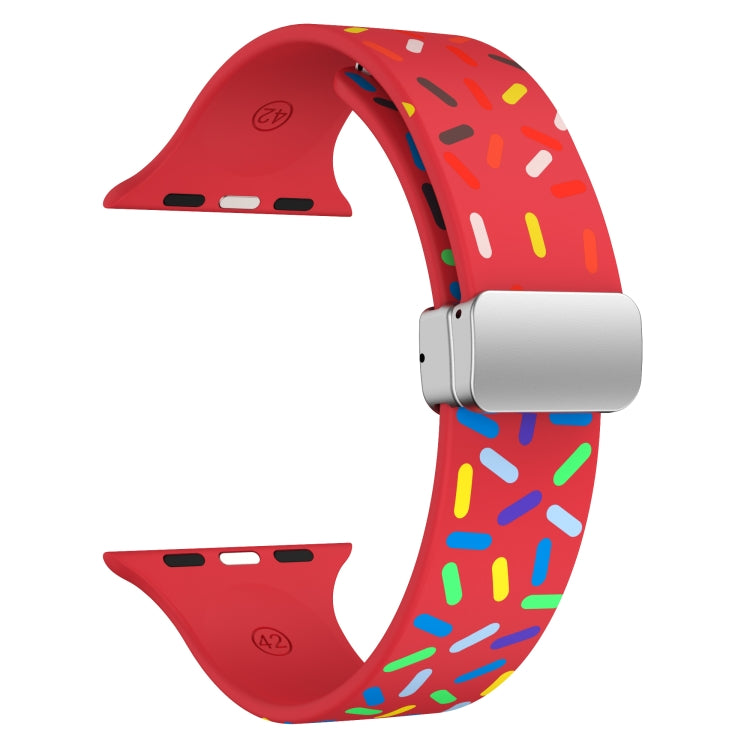 For Apple Watch 5 40mm Rainbow Dots Silicone Magnetic Buckle Watch Band(Red) - Watch Bands by PMC TechLife | Online Shopping South Africa | PMC TechLife