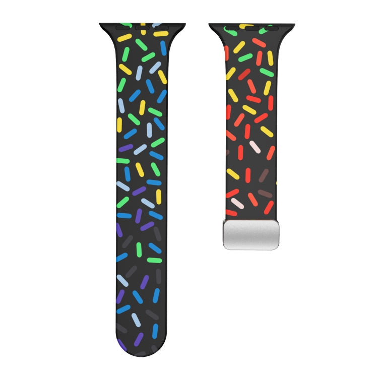 For Apple Watch 4 40mm Rainbow Dots Silicone Magnetic Buckle Watch Band(Black) - Watch Bands by PMC TechLife | Online Shopping South Africa | PMC TechLife