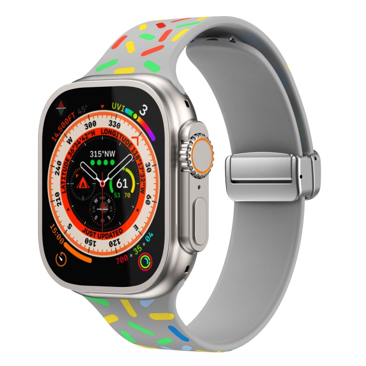 For Apple Watch 4 40mm Rainbow Dots Silicone Magnetic Buckle Watch Band(Gray) - Watch Bands by PMC TechLife | Online Shopping South Africa | PMC TechLife