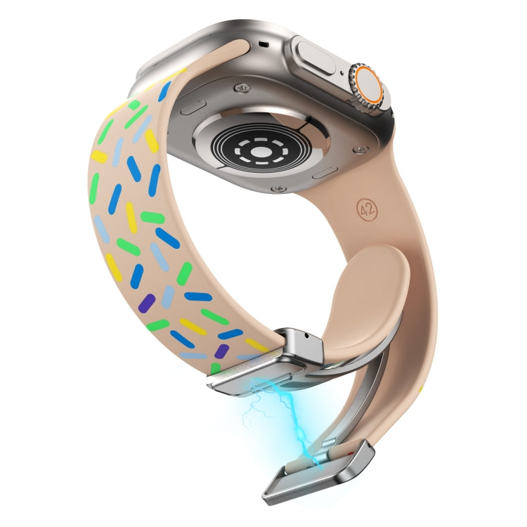 For Apple Watch 3 38mm Rainbow Dots Silicone Magnetic Buckle Watch Band(Pink) - Watch Bands by PMC TechLife | Online Shopping South Africa | PMC TechLife