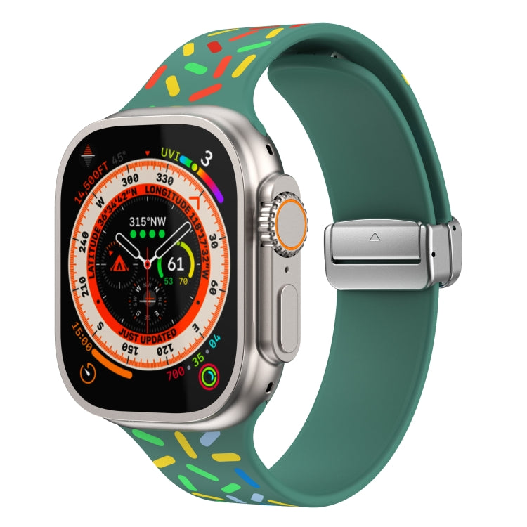 For Apple Watch 2 42mm Rainbow Dots Silicone Magnetic Buckle Watch Band(Green) - Watch Bands by PMC TechLife | Online Shopping South Africa | PMC TechLife