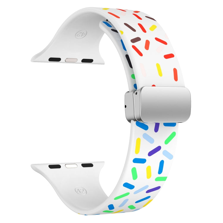 For Apple Watch 2 38mm Rainbow Dots Silicone Magnetic Buckle Watch Band(White) - Watch Bands by PMC TechLife | Online Shopping South Africa | PMC TechLife